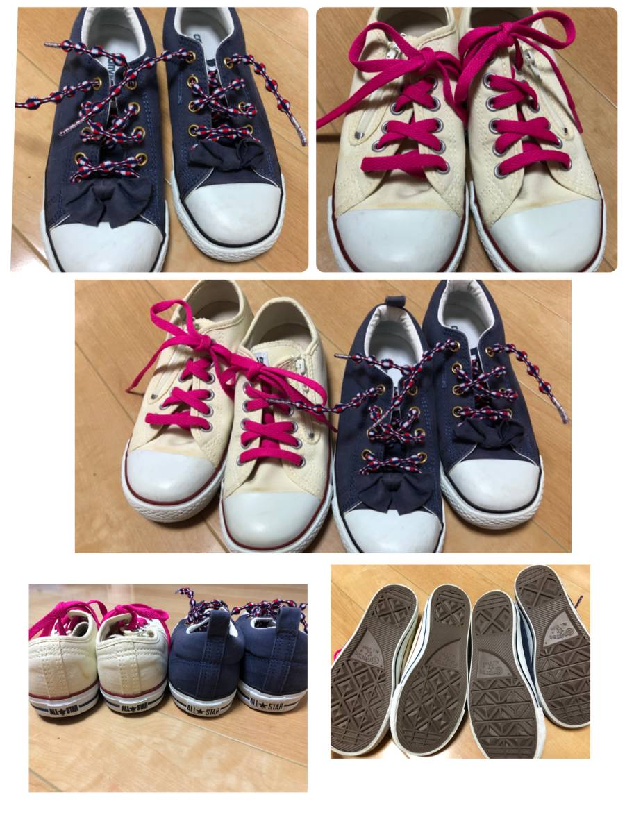  "надеты" меньшее Converse low cut спортивные туфли 2 пар комплект 21 Kids девушка ребенок лента имеется симпатичный шнурок 