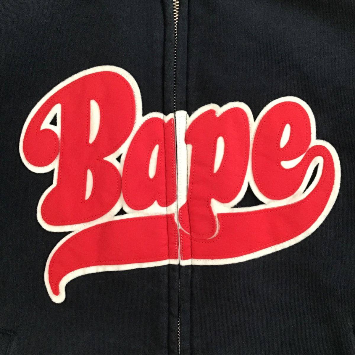 BAPE LOGO スウェット ブルゾン Mサイズ ネイビー a bathing ape navy エイプ ベイプ アベイシングエイプ m4al_画像2