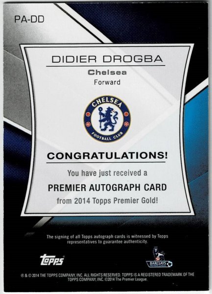 サッカー★ディディ・ドログバ14-15 Topps Premier Gold 直筆サインカード_画像2