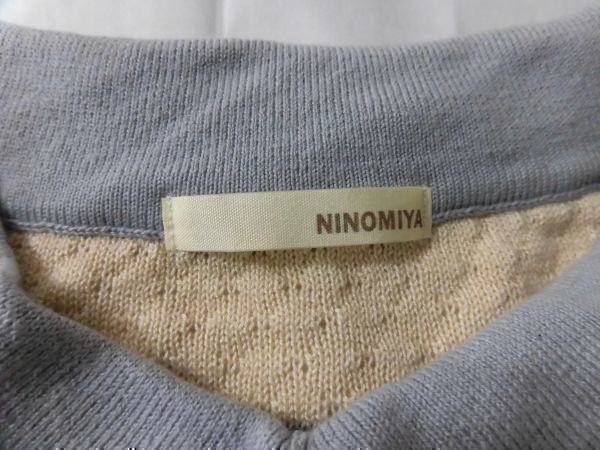 ei-1195　■ NINOMIYA　 ■ レディース　　ニットセーター　サイズM位　長袖　オフ柄　大きなボーダ柄セーター_画像2