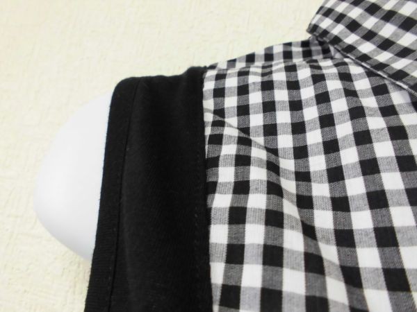 assk893☆　■■RecHerie■■　重ね着風ノースリーブシャツ　トップス　ノースリーブカットソー　ブラック系　Mサイズ　綿混素材_画像6