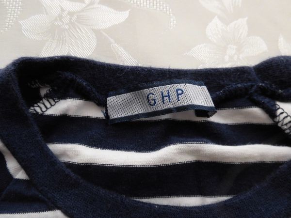 ei-1511 ■　GHP　■　レディース　Tシャツ　その他の袖丈　白紺ボーダー　サイズM　ボーダー柄のラグラン袖のTシャツ_画像2