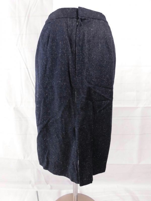 ei-1036　日本製スカート レディース　ボトム　スカート タイト　紺　サイズ9　紺に砂柄の長めのタイトスカート_画像4