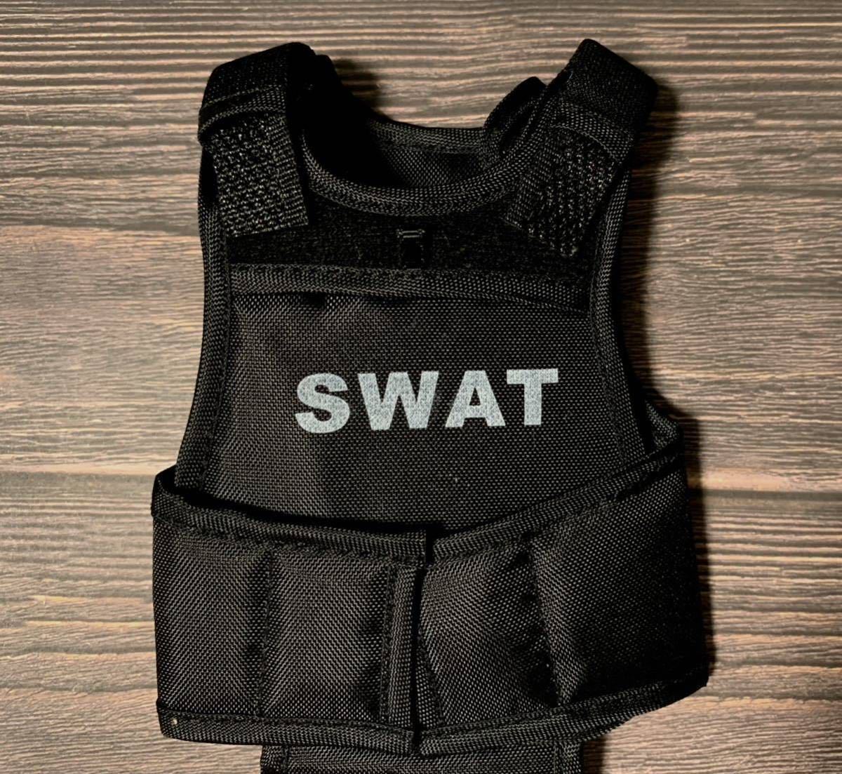 SWAT（スワット）特殊部隊ベスト（チョッキ）1/6スケール 防弾チョッキ 防弾ベスト POLICE シークレットサービス 黒 ナイロン 新品の画像3