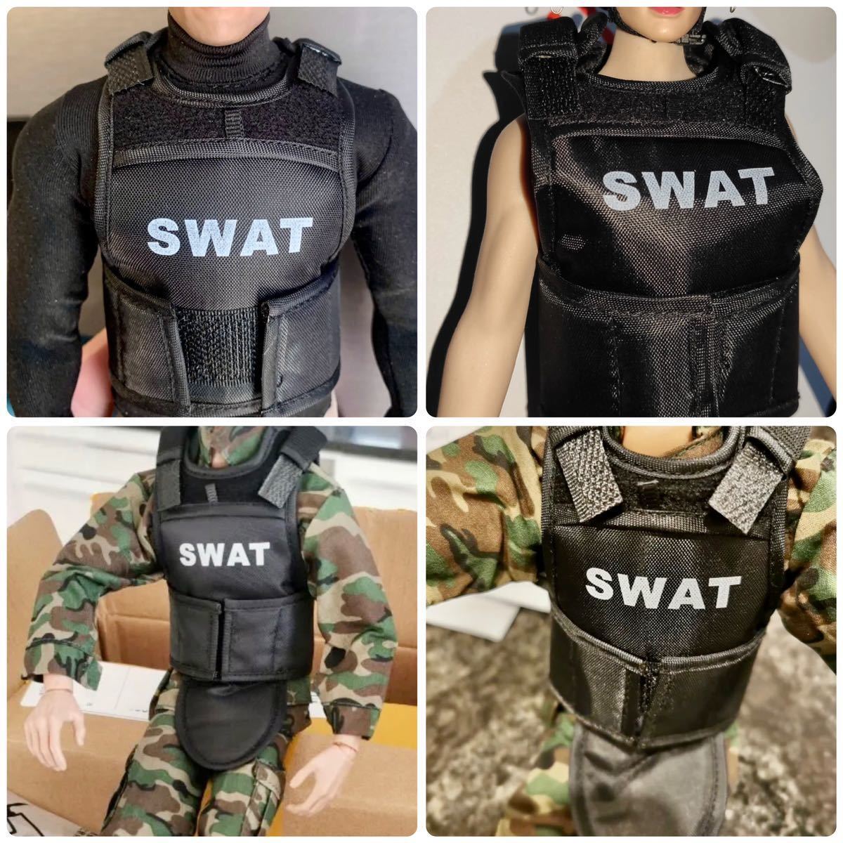 SWAT（スワット）特殊部隊ベスト（チョッキ）1/6スケール 防弾チョッキ 防弾ベスト POLICE シークレットサービス 黒 ナイロン 新品の画像8