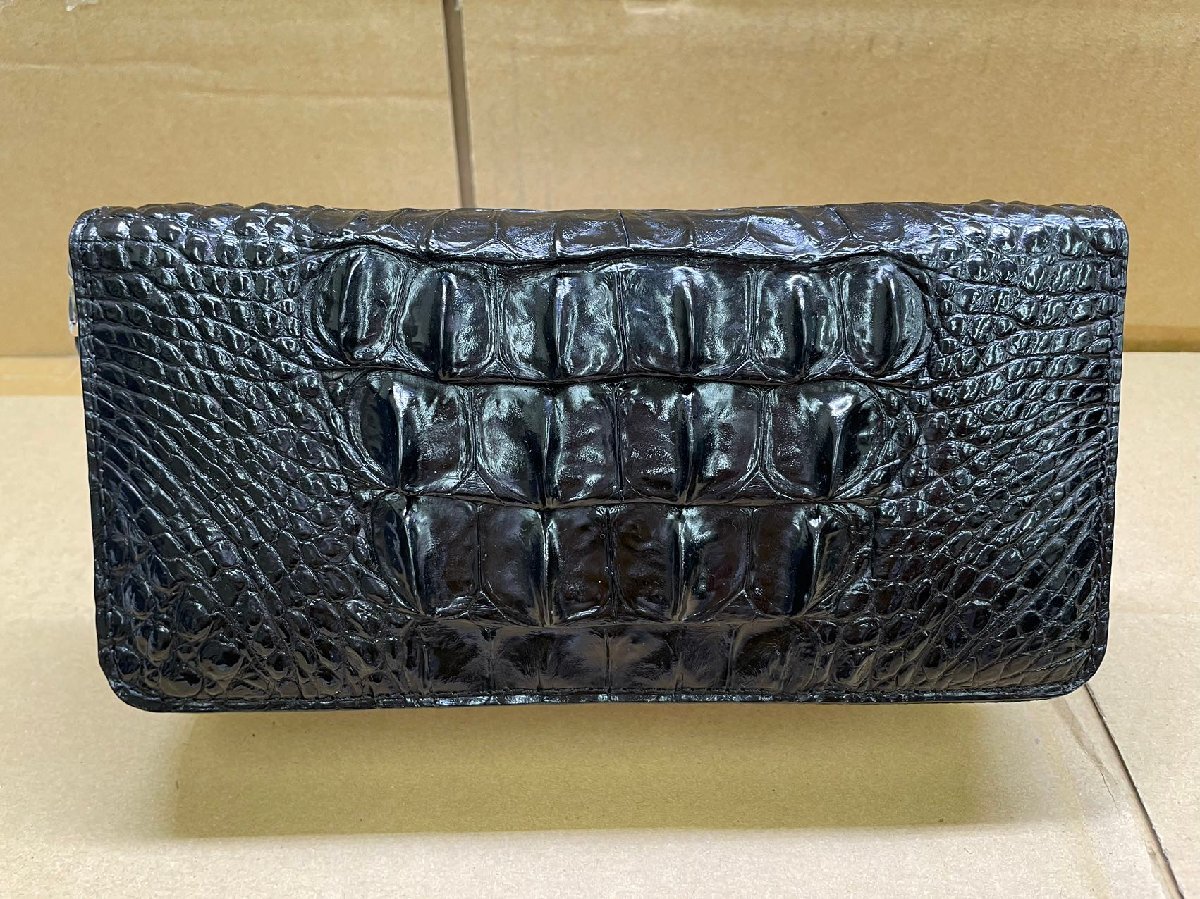 1円 新店セール 新品 中艶 クロコダイル ワニ革 背革使用 長財布 本物