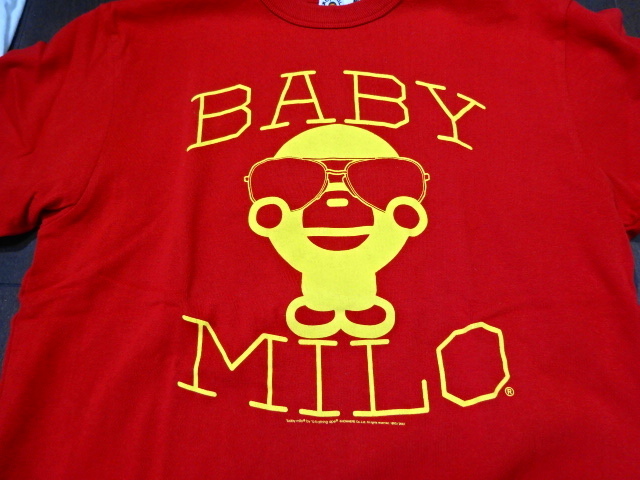 2007【M】BAPE サングラス マイロ Tシャツ A BATHING APE（ア ベイシング エイプ） NIGO 新品 BABY MILO アーカイブ ワッペン 赤_画像3