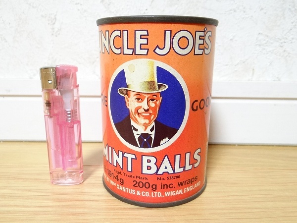 希少 80年代 ビンテージ イギリス製 UNCLE JOE’S MINT BALL アンクルジョーズ ミントボール 空き缶 インテリア 昭和 レトロ 当時物_画像3