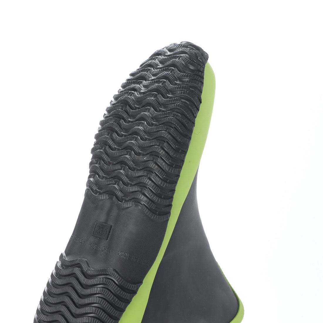 メンズレインブーツ　レインシューズ　長靴　雨靴　天然ゴム素材　新品『20089-blk-grn-245』24.5cm　在庫一掃セール