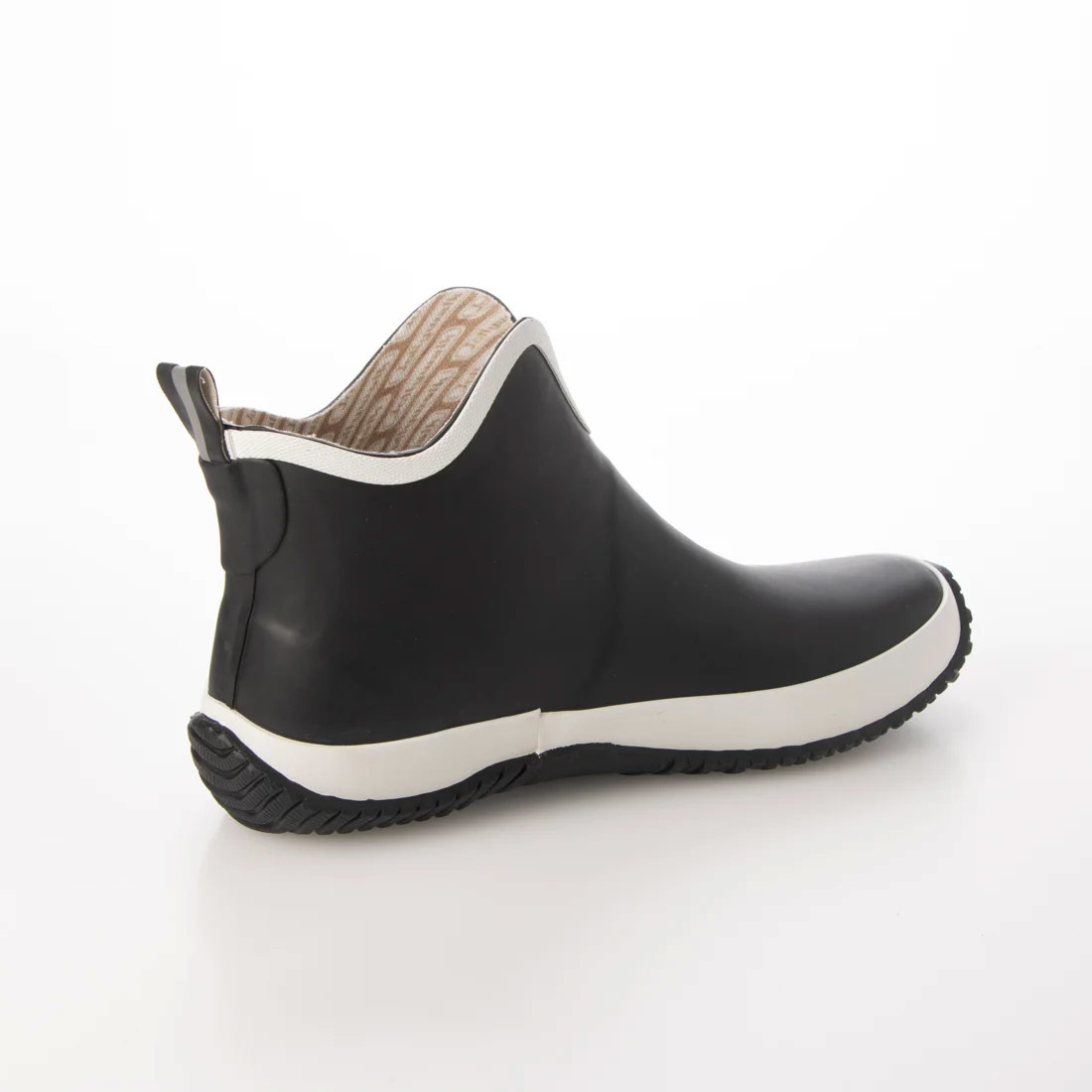 レディースレインブーツ　レインシューズ　長靴　雨靴　天然ゴム素材　新品『20089-blk-wht-235』23.5cm　在庫一掃セール