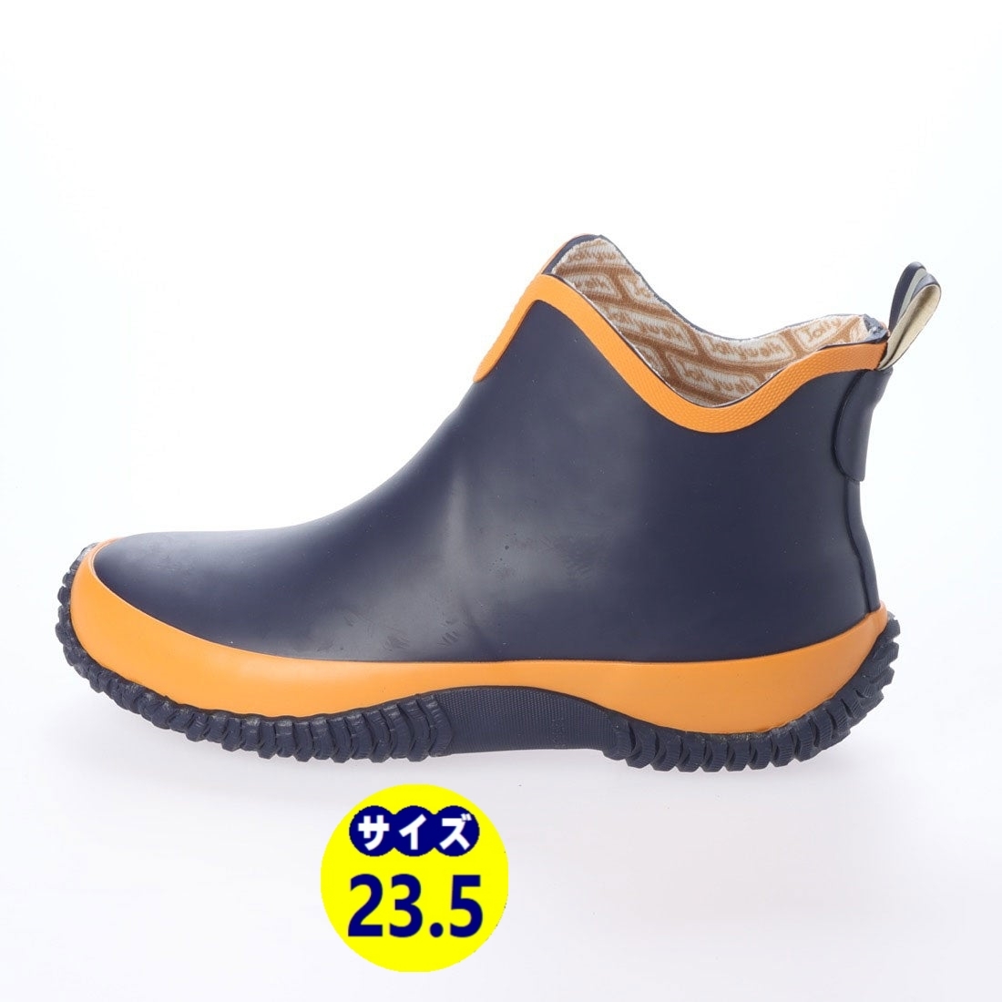 レディースレインブーツ　レインシューズ　長靴　雨靴　天然ゴム素材　新品『20089-nav-235』23.5cm　在庫一掃セール