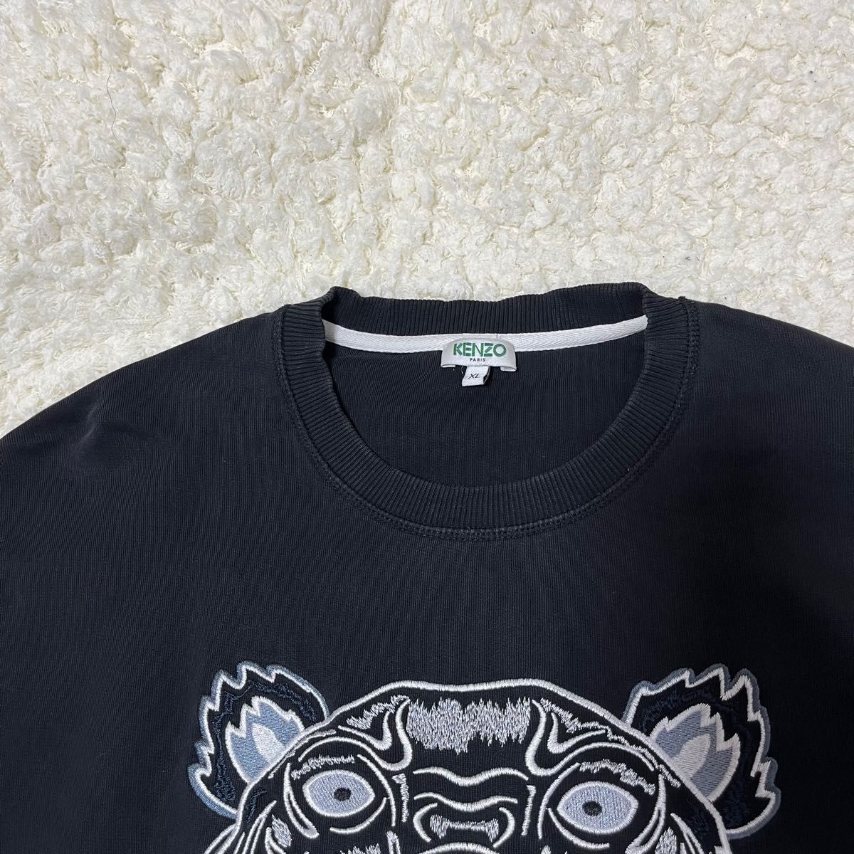 希少デザイン KENZO トレーナー 刺繍ロゴ XL タイガー ブラック-