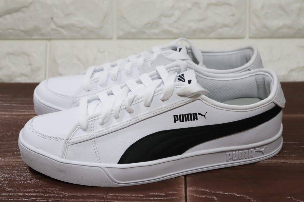 新品 27㎝ PUMA プーマ PUMA SMASH V2 VULC SL メンズ スニーカー ユニセックス ホワイト ブラック 通学 通勤 運動靴の画像2