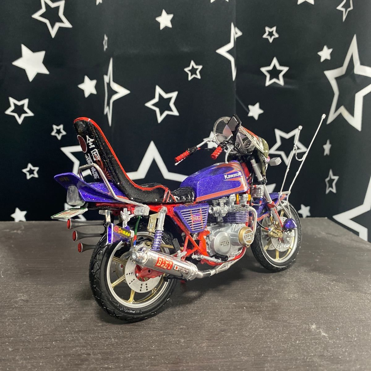アオシマ 1/12 カワサキ Z400FX E4 改 族車仕様 プラモデル 完成 アオシマ 1/12 カワサキ Z400FX E4 改 族車仕様 プラモデル 完成