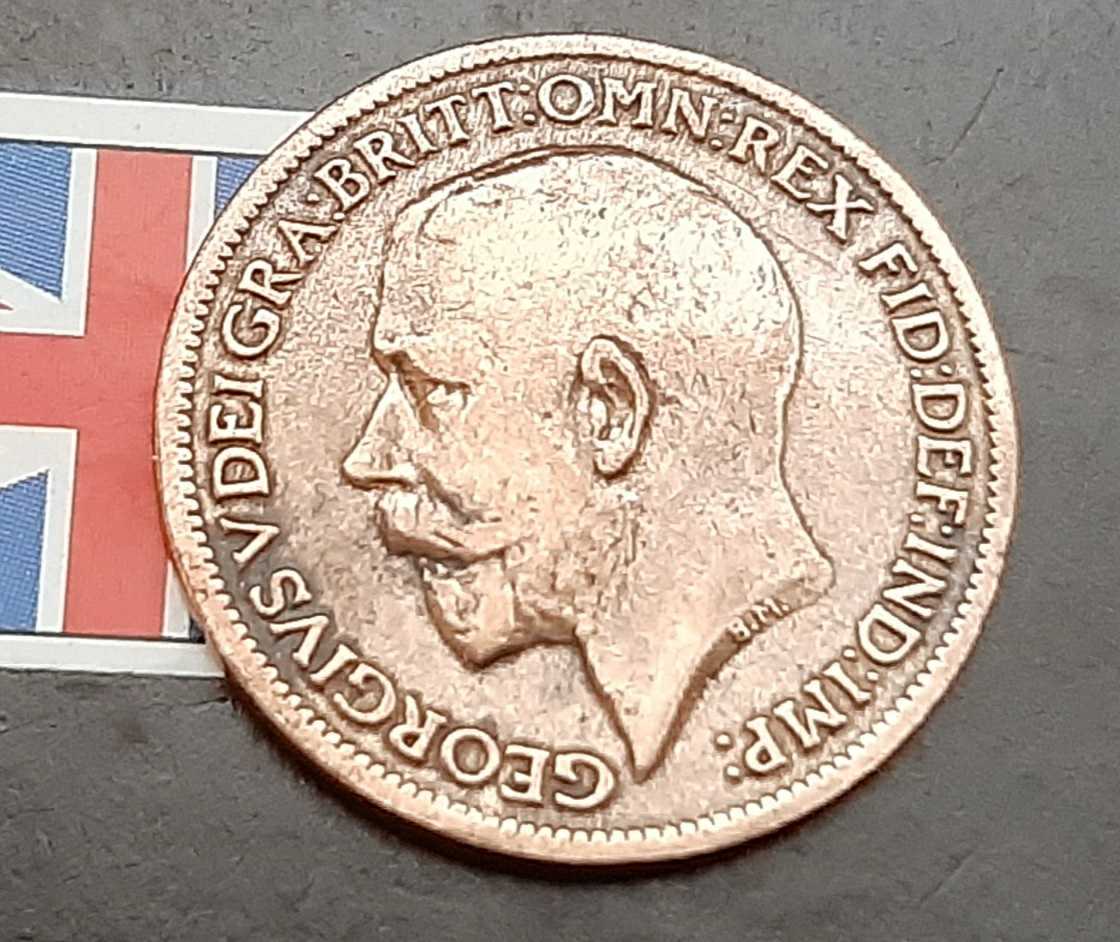 イギリス 1917年 ブロンズ ファジング 英国コイン 美品です 本物 アンチーク ヴィンテージジョージ王ブリティッシュ 本物 古銭_画像2