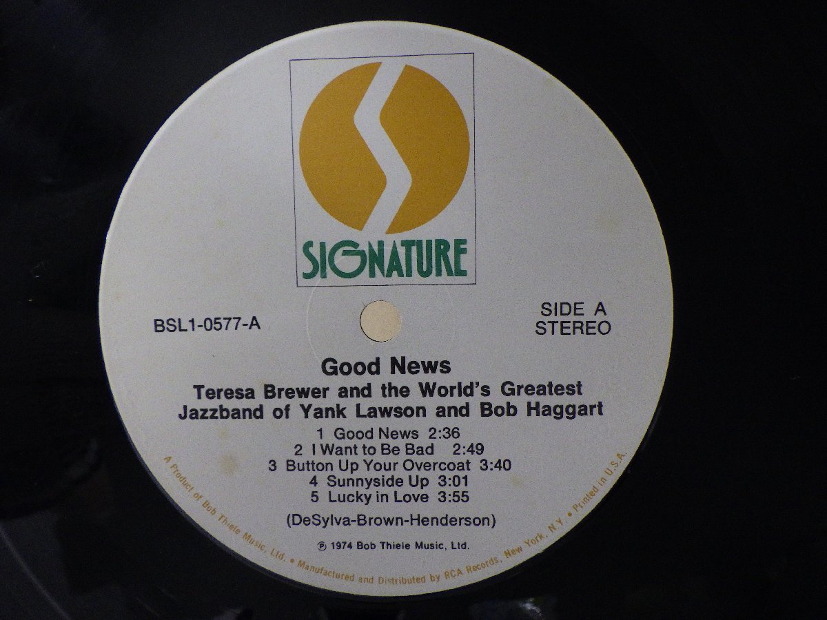 LP レコード TERESA BREWER テレサ ブリュワー and THE WORLD'S GREATEST JAZZBAND GOOD NEWS 【E-】 E9813G_画像3