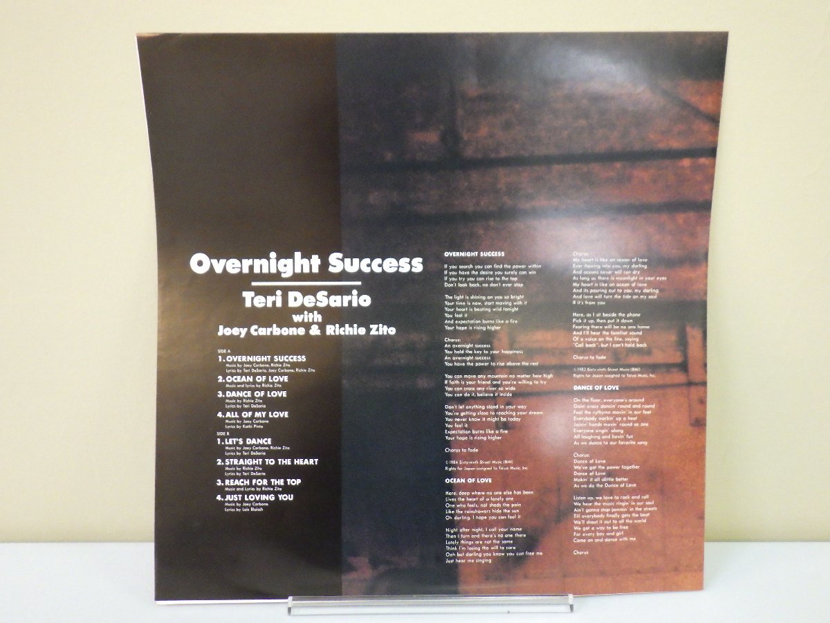 LP レコード 帯 Teri Desario テリー デサリオ ウィズ カルボーン&ズイトー Overnight Success オーバーナイト サクセス 【E+】 D15074W_画像3