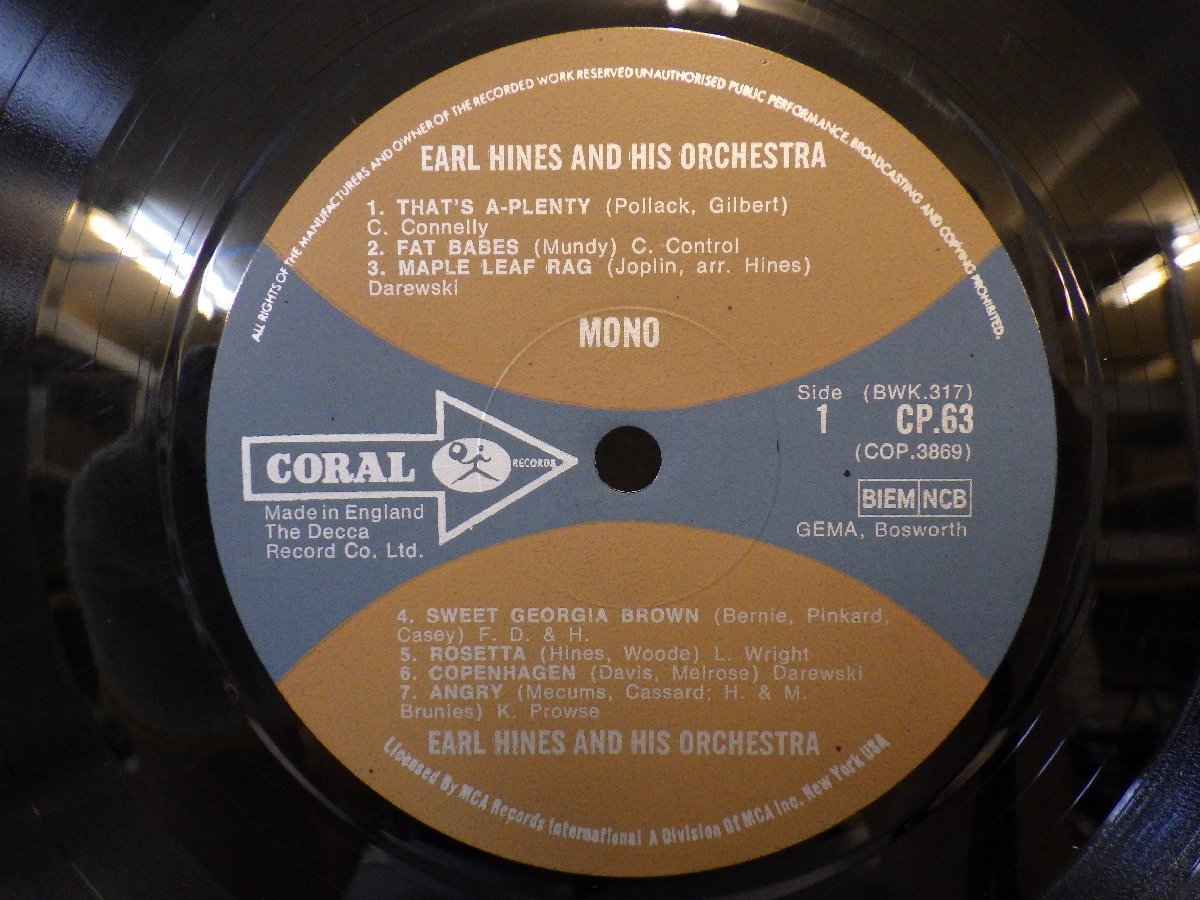 LP レコード EARL HINES AND HIS ORCHESTRA アール ハインズ アンド ヒズ オーケストラ SWINGING IN CHICAGO 【E-】 D16428S_画像3