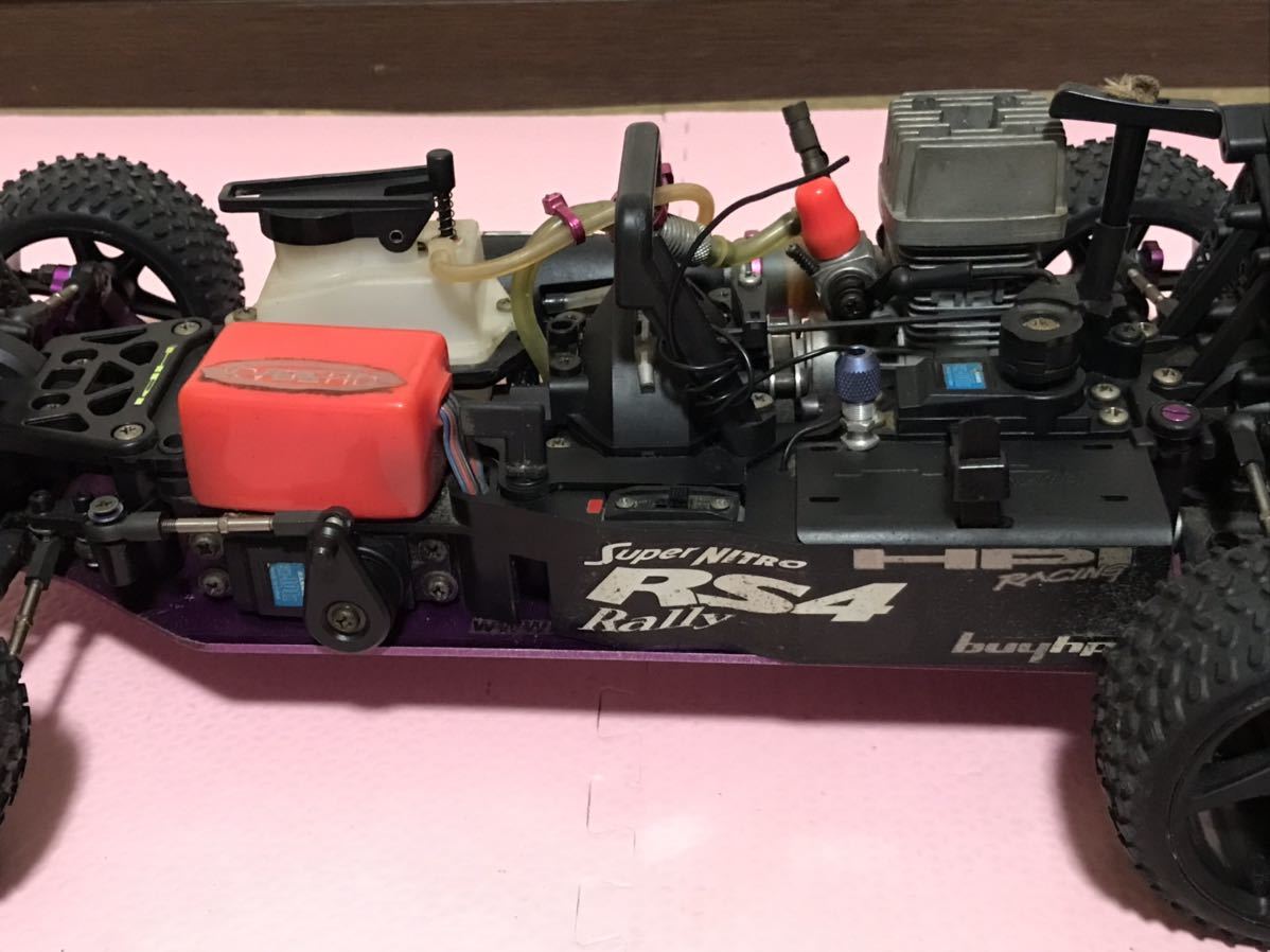 送料無料　美品　1/10 HPI RACING SUPER NITRO RS4 Rally カスタム多数 エンジンカー ラジコン車体　当時物　パープル　アルミナックル等