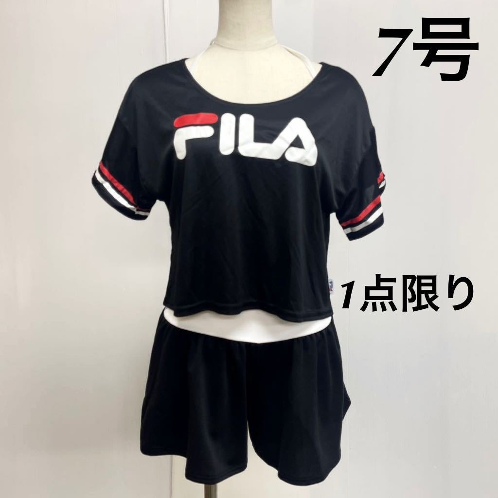  new goods 12495 FILA filler 9 number M size T-shirt attaching tankini short pants lady's swimsuit 4 point set black black 
