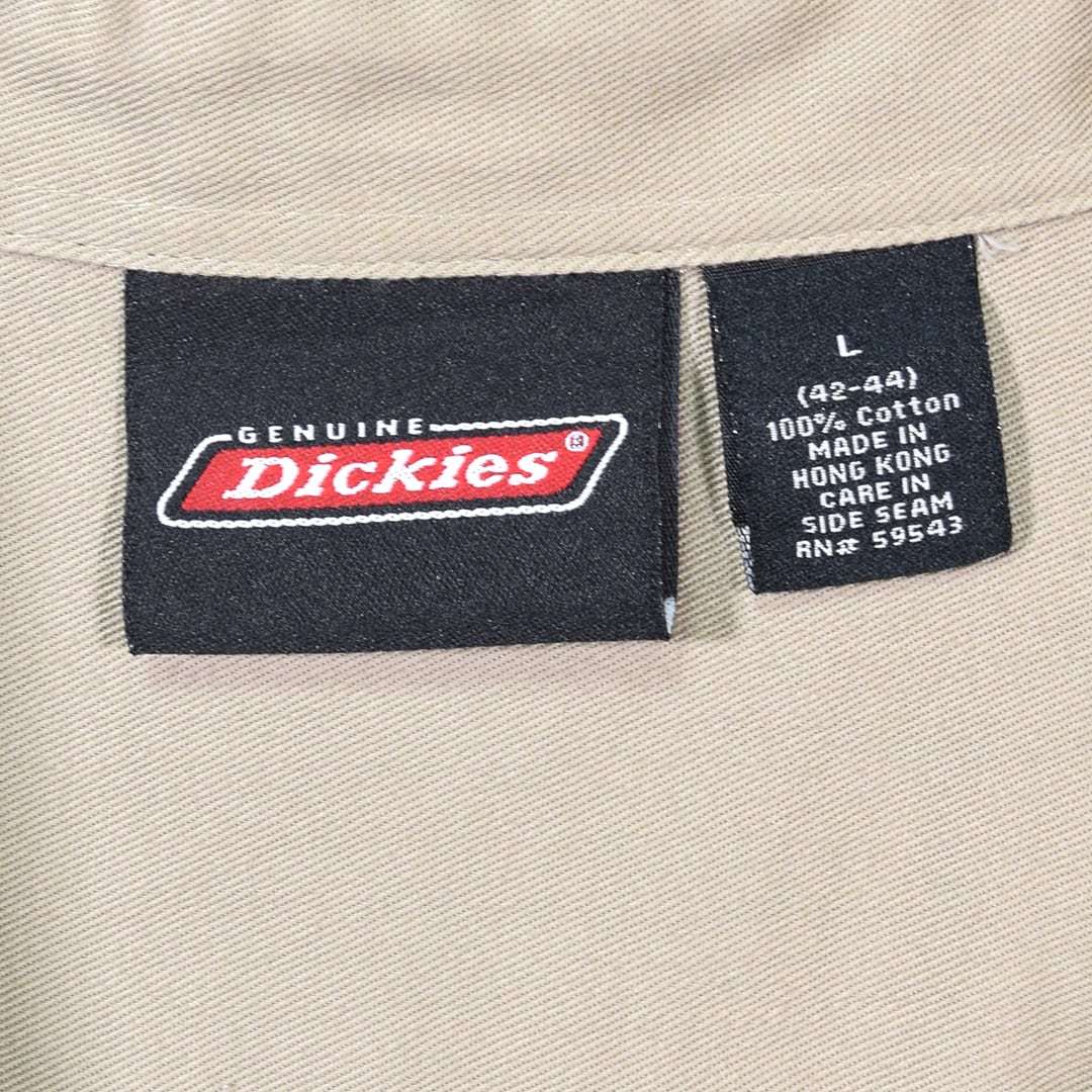 【送料無料】ディッキーズ ベージュ×黒 2トーン ワークシャツ 半袖シャツ メンズL DICKIES アメカジ 古着 @CB1151_画像7