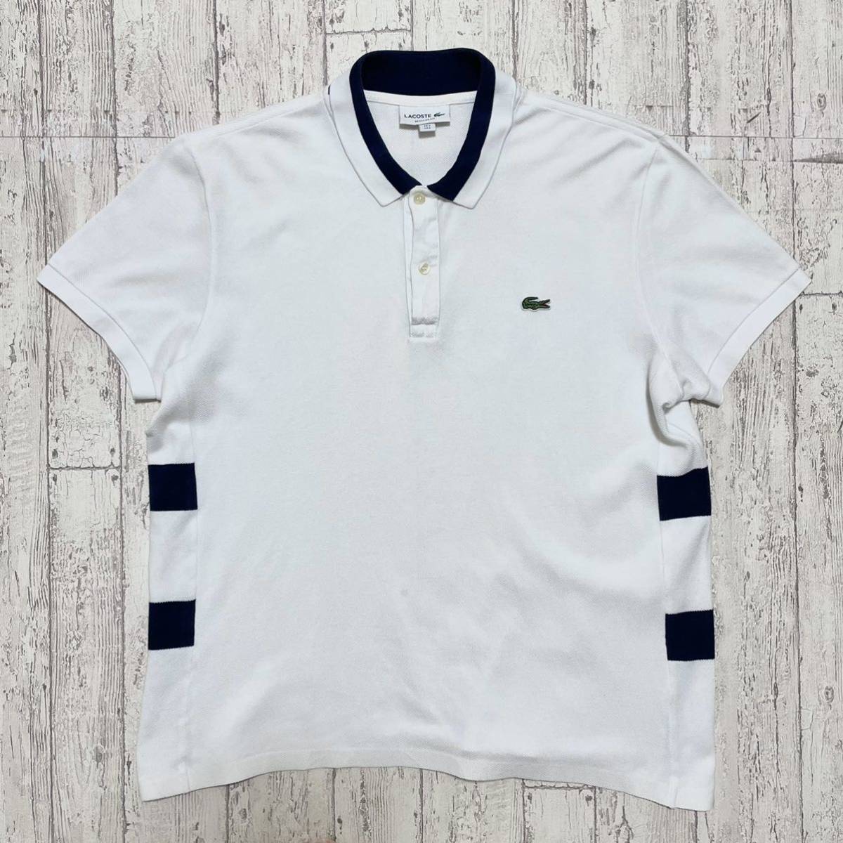 ☆送料無料☆ LACOSTE ラコステ 半袖 ポロシャツ 5 ホワイト ビッグサイズ ワニ 23-49_画像4