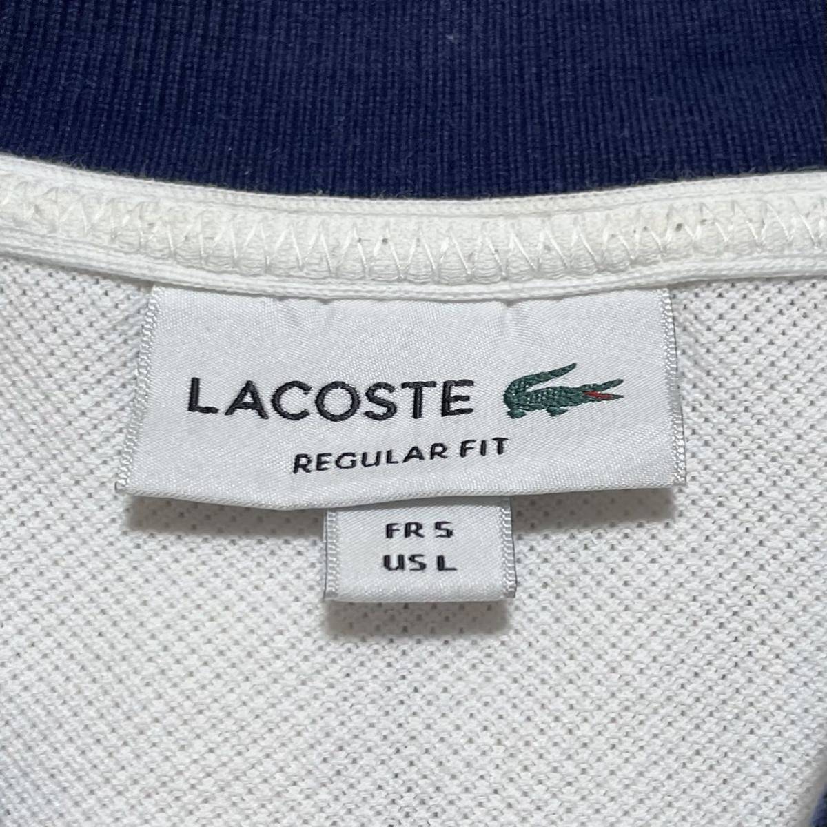 ☆送料無料☆ LACOSTE ラコステ 半袖 ポロシャツ 5 ホワイト ビッグサイズ ワニ 23-49