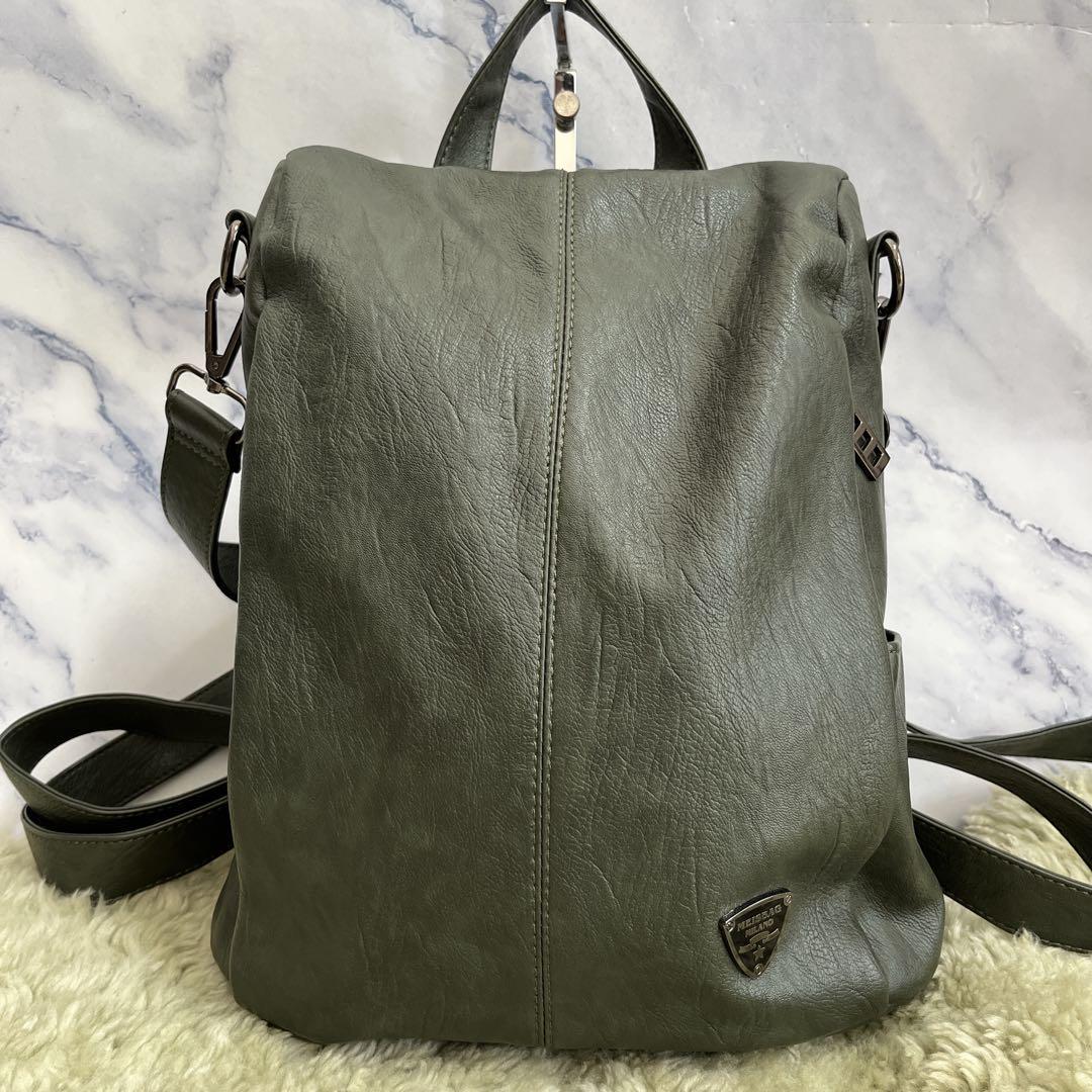 送料無料 MEISBAG ミラノ イタリア 本革 レザー 2Way リュック バックパック ショルダーバッグ カーキ 送料無料 MEISBAG ミラノ イタリア 本革 レザー 2Way リュック バックパック ショルダーバッグ カーキ