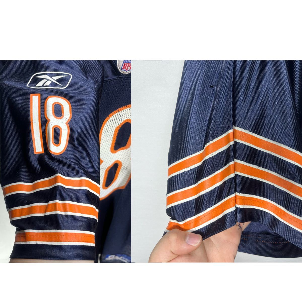 ■ Reebok リーボック NFL Chicago Bears ベアーズ #18 ORTON ユニフォーム フットボール Tシャツ サイズ3XL ネイビー アメフト アメカジ■の画像3