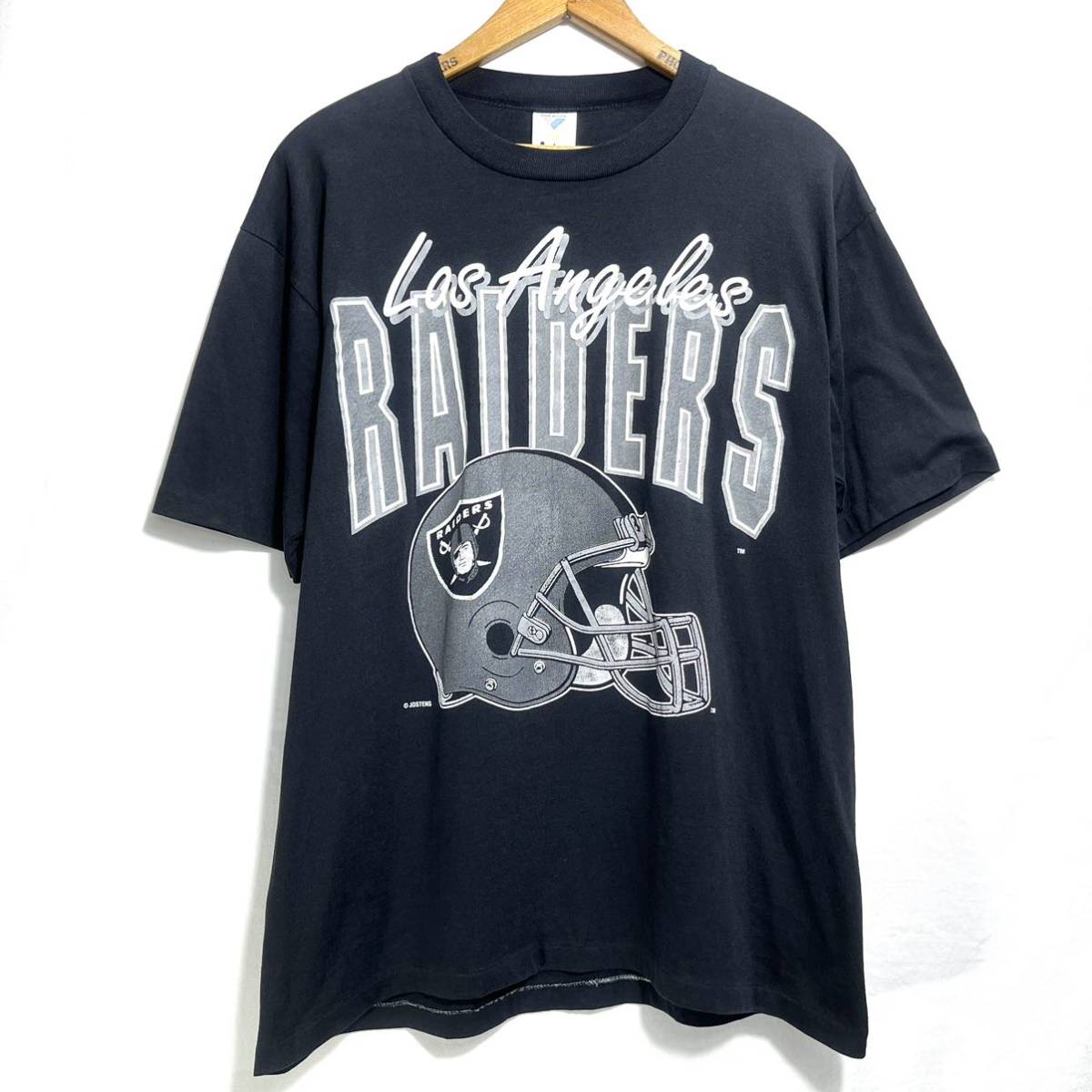 ■ 80s 80年代 USA製 ビンテージ Artex NFL Los Angeles RAIDERS ライダース プリント シングルステッチ Tシャツ サイズL 黒 アメフト ■_画像1