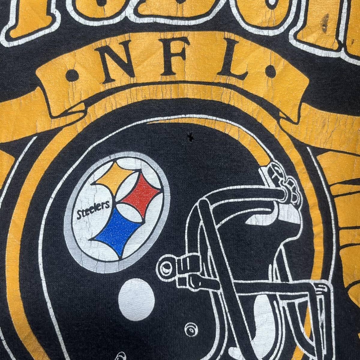 ■ 90s 90年代 ビンテージ USA製 LOGO7 NFL Steelers スティーラーズ ロゴ フットボール Tシャツ シングルステッチ サイズXL アメフト ■の画像3