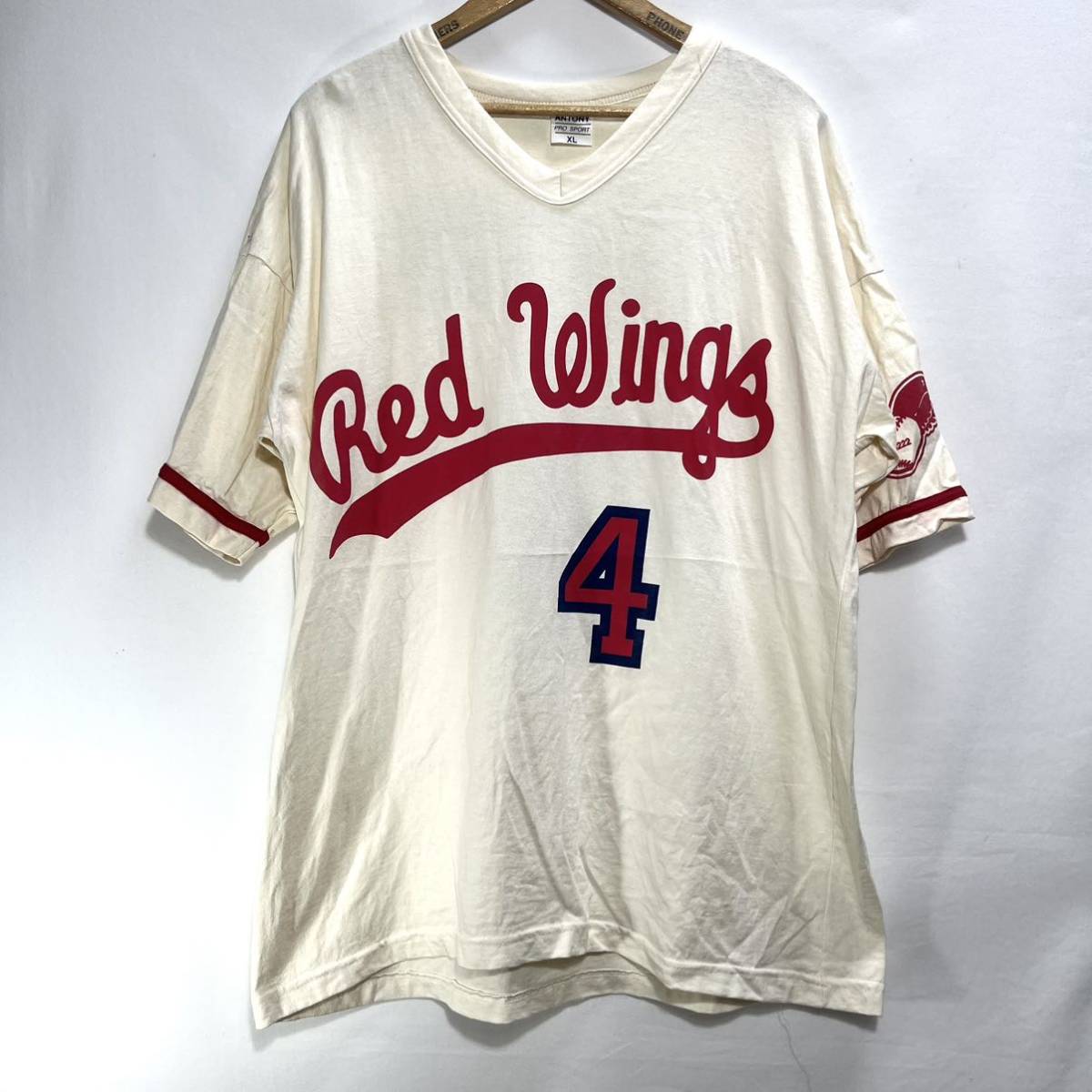 ■ 90s 90年代 ビンテージ USA製 Red Wings レッドウィングス #4 WEAVER ベースボール風 Tシャツ サイズXL 野球 アメリカ マイナーリーグ■_画像1