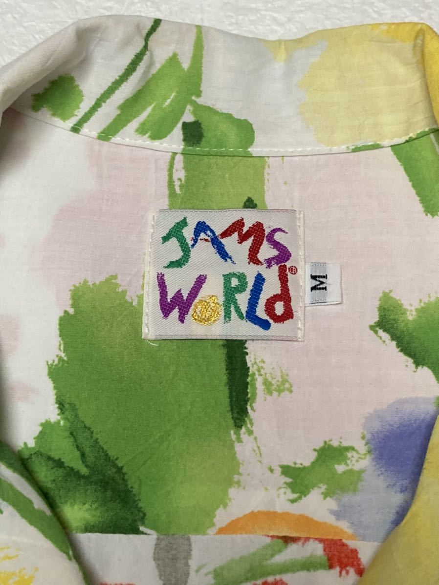 ◆ jams world ◆ ジャムズワールド ヴィンテージ BIGパターン 水彩画風 レーヨン ハワイアン アロハシャツ M_画像7