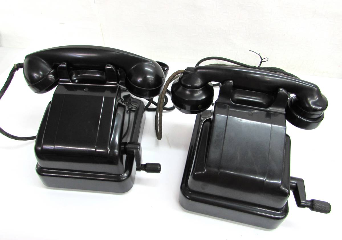 昭和レトロ黒電話3号M 電話機磁石式黒電話ハンドル式黒電話手回し式