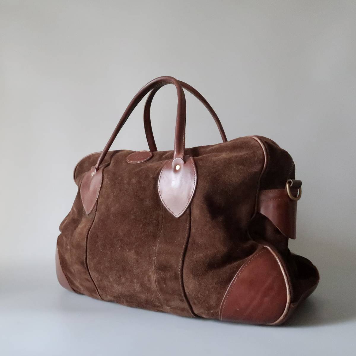  England Old OSPREY chocolate Brown suede & chrome leather we kenda- bag / Vintage travel bag Britain made 