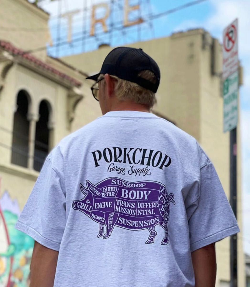 XL porkchop PORK BACK TEE グレー-