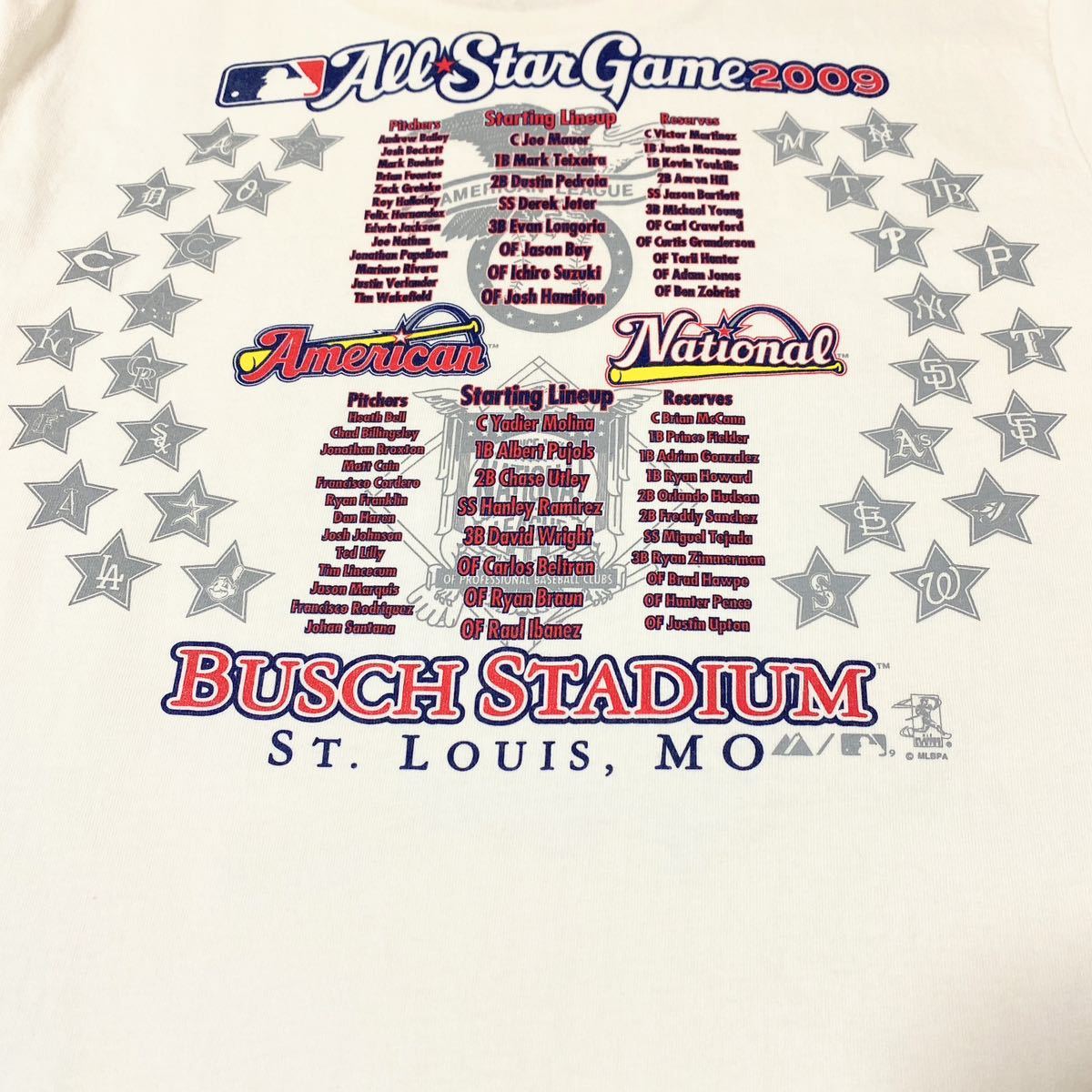 Majestic マジェスティック MLB 2009 Allstar Game オールスターゲーム プリント Tシャツ S メジャーリーグ USA古着 アメリカ古着_画像6