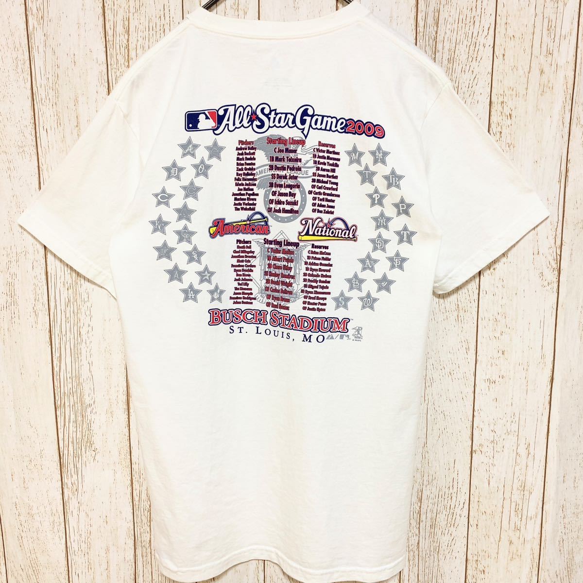 Majestic マジェスティック MLB 2009 Allstar Game オールスターゲーム プリント Tシャツ S メジャーリーグ USA古着 アメリカ古着_画像3