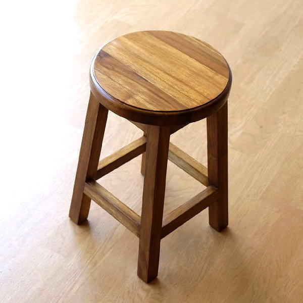 スツール 木製 椅子 丸椅子 おしゃれ キッチン 玄関 天然木 無垢材 ウッドスツール コンパクト チークキッチンスツール