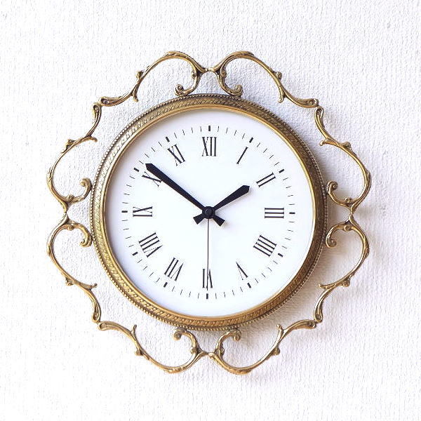 壁掛け時計 掛け時計 おしゃれ ウォールクロック デザイン かわいい 真鍮 （アウトレット）エレガントな真鍮のイタリアンウォールクロック