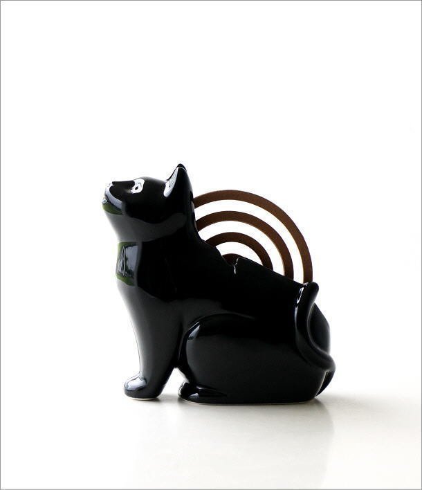  mosquito repellent incense stick inserting stylish ceramics black cat mosquito .. mosquito .. mosquito .. vessel lovely Japanese style ceramics. mosquito .. black cat Silhouette free shipping ( one part region excepting ) ksn6970