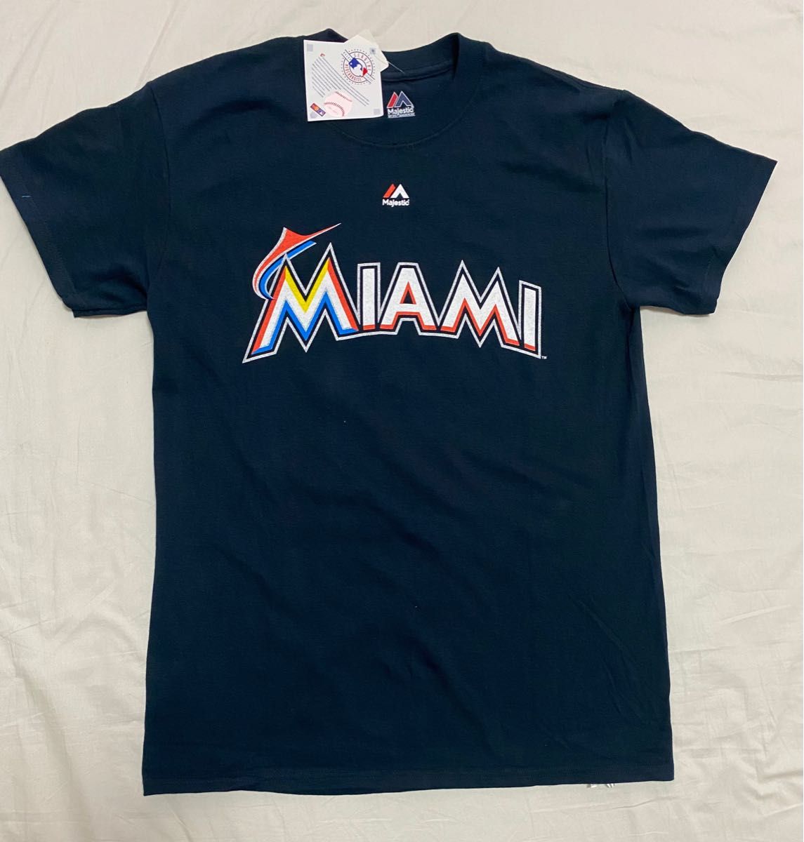 未使用品 マジェスティック MLB マイアミマーリンズl イチロー 元選手 Tシャツ ブラック Sサイズ