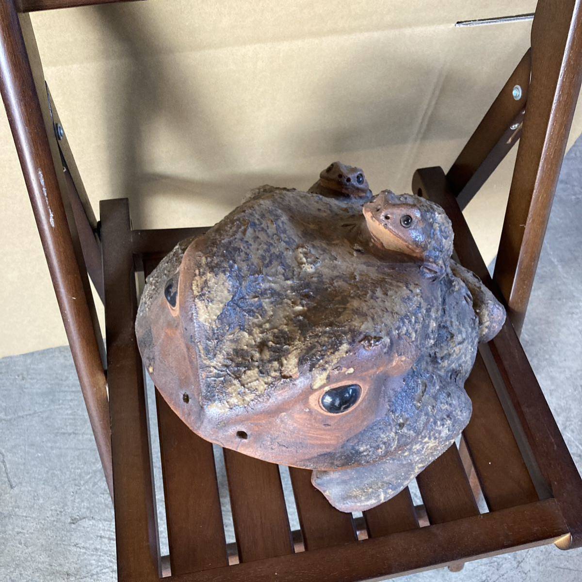 信楽焼 親子 蛙 30x29x24cm カエル 置物 陶器蛙 縁起物 無事カエル 福