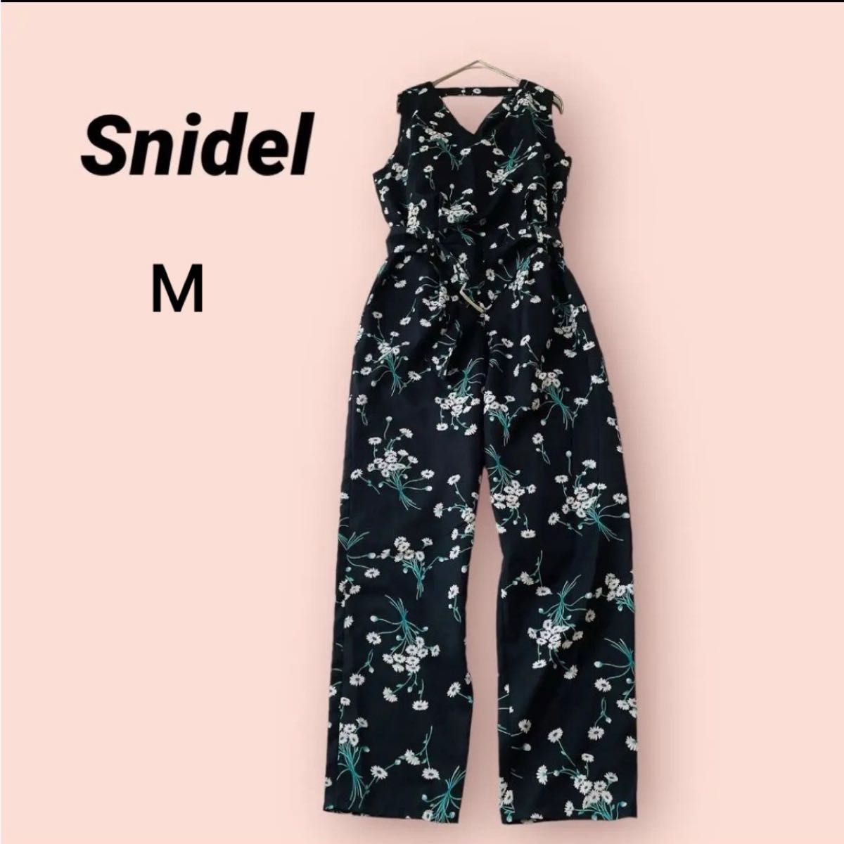 美品】Snidel 花柄 オールインワン サロペット ネイビー size1 M