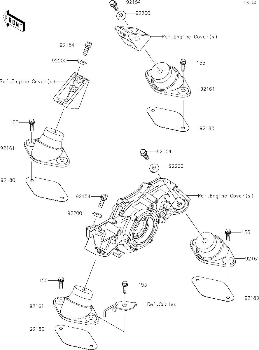 Kawasaki ULTRA310LX'19 OEM section (Engine-Mount) parts Used [K8455-77]_画像3