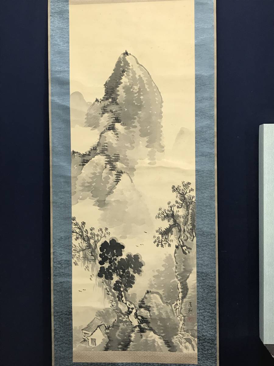 [ genuine work ] Fukuda . lake / landscape map / hanging scroll * Treasure Ship *AC-667