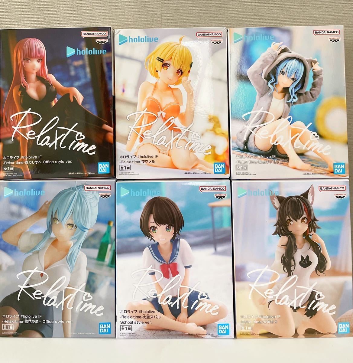 未開封品6種セット★#hololive IF ホロライブ Relax Time 雪花ラミィ 星街すいせい 大神ミオ 夜空メル 大空スバル 森カリオペ フィギュア_画像1