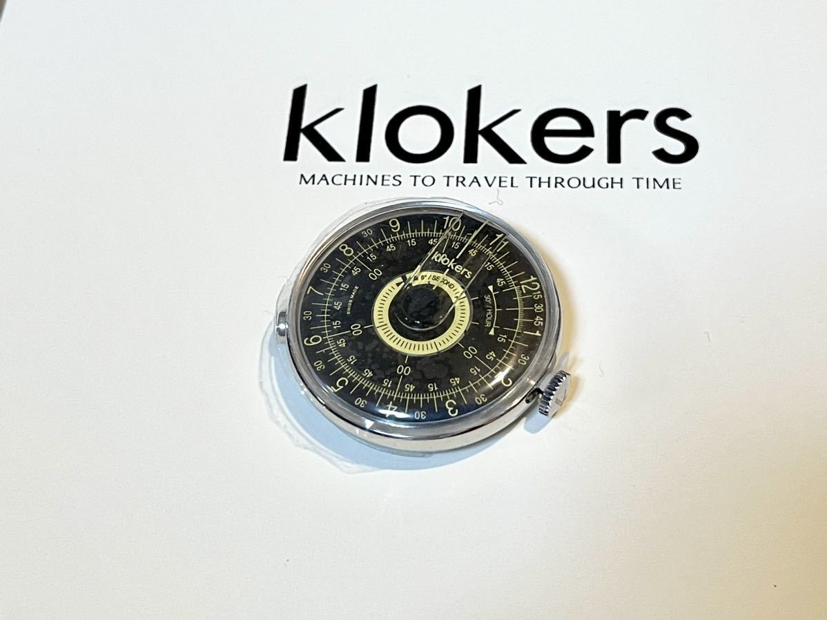 ５新品未使用 Klokers/クロッカーズ 回転式ディスク型 腕時計 KLOK-08 KLINK-01-C6M 黒文字盤×グレー革ベルト 定価60000円_画像2