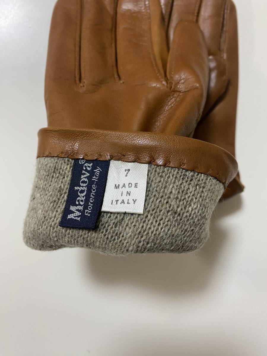 【未使用品】イタリア製　Madova Gloves レディース　レザーグローブ　ブラウン　革手袋　ウール裏地　サイズ7 マドヴァ_画像6