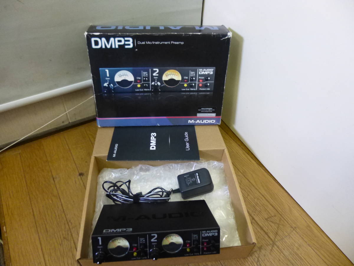 @美品 中古 M-AUDIO DMP3 Dual Mic/Instrument Preamp デュアルマイク プリアンプ アナログメーター 通電確認のみ ジャンク扱い